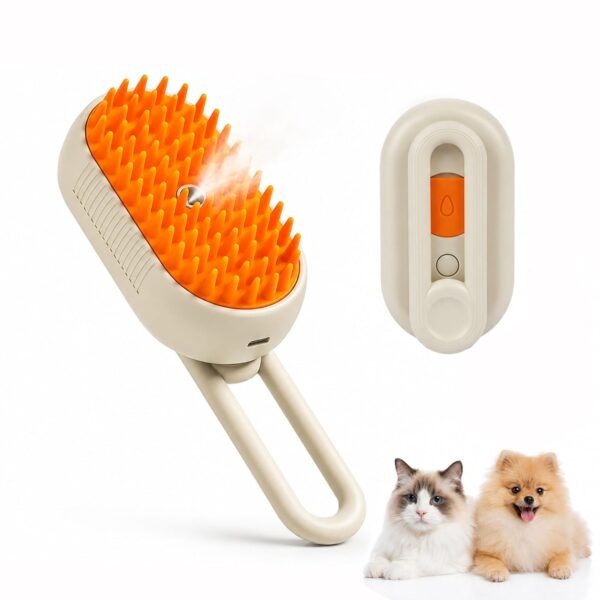 3-in-1 Steam Spray Pet Grooming Brush for Dogs & Cats | Self-Cleaning Deshedding Comb