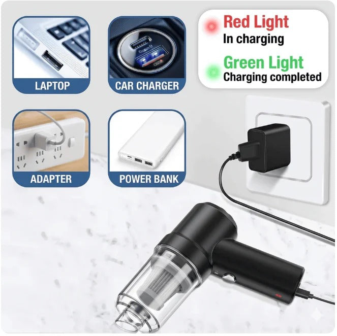 Portable Wireless Handheld Vacuum Cleaner USB Rechargeable Mini Car & Home Vacuum Cleaner
