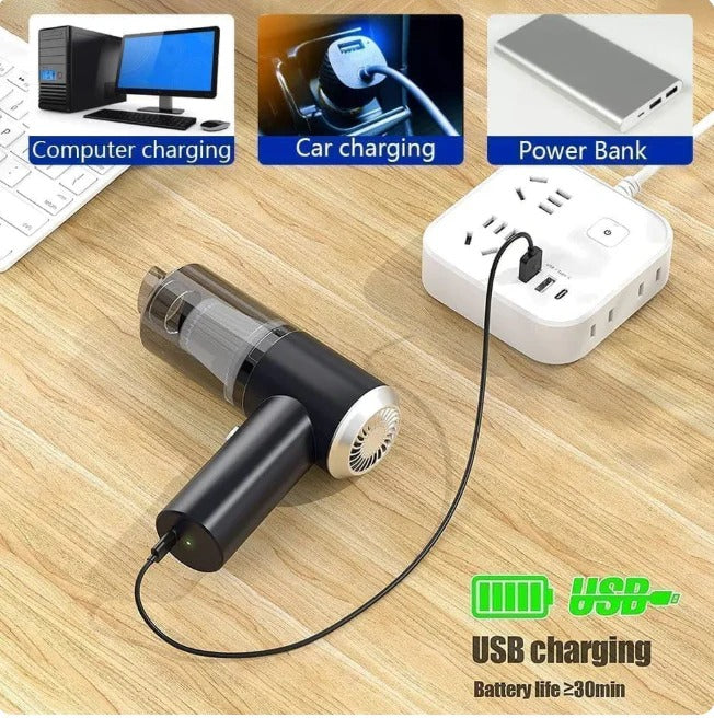Portable Wireless Handheld Vacuum Cleaner USB Rechargeable Mini Car & Home Vacuum Cleaner