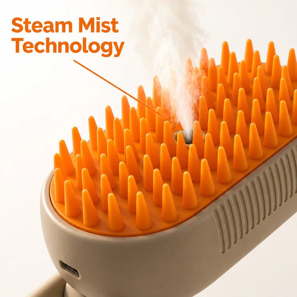 3-in-1 Steam Spray Pet Grooming Brush for Dogs & Cats | Self-Cleaning Deshedding Comb
